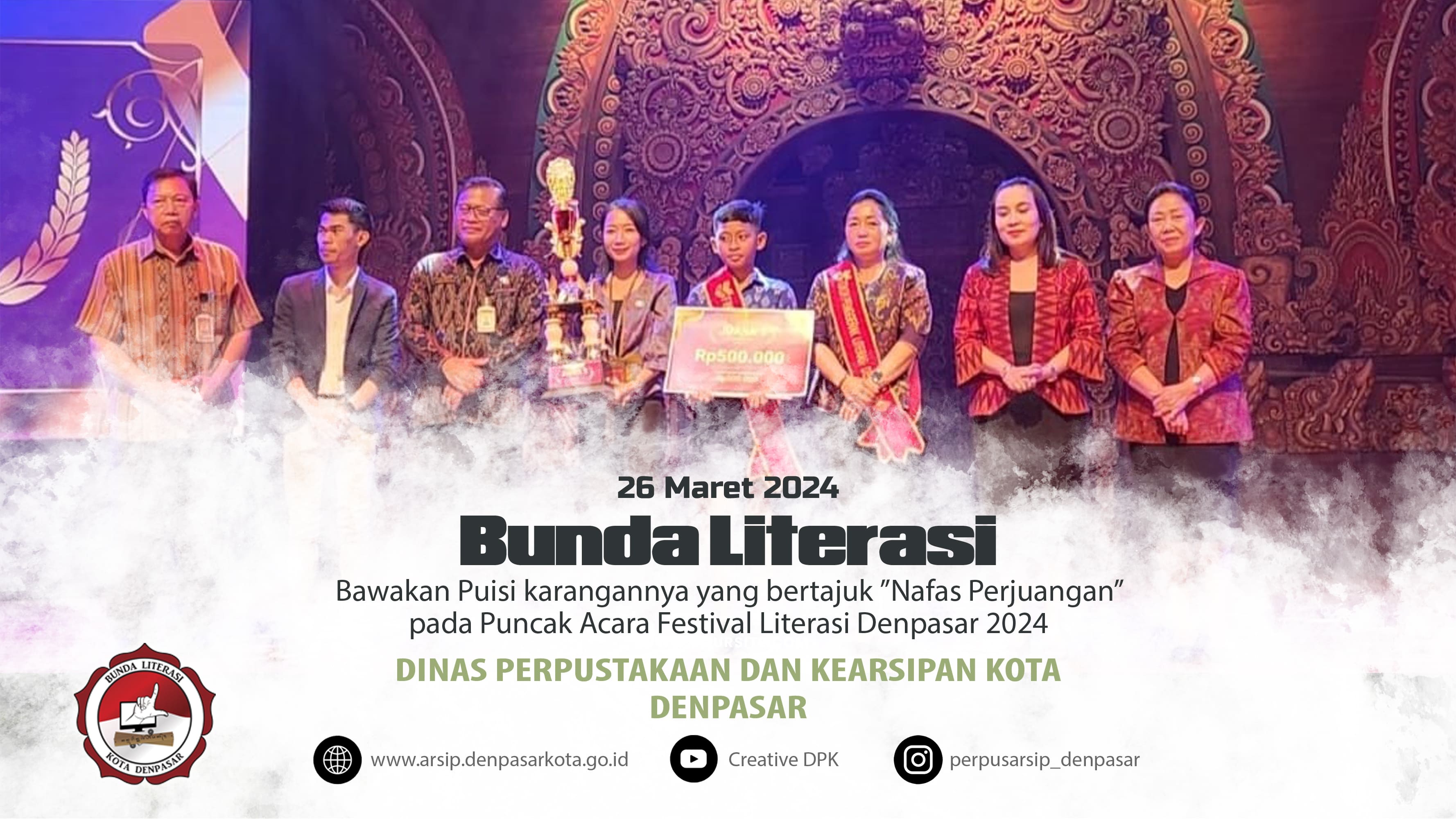 Budaya Literasi Kota Denpasar Hadiri Puncak Acara Festival Literasi Denpasar 2024